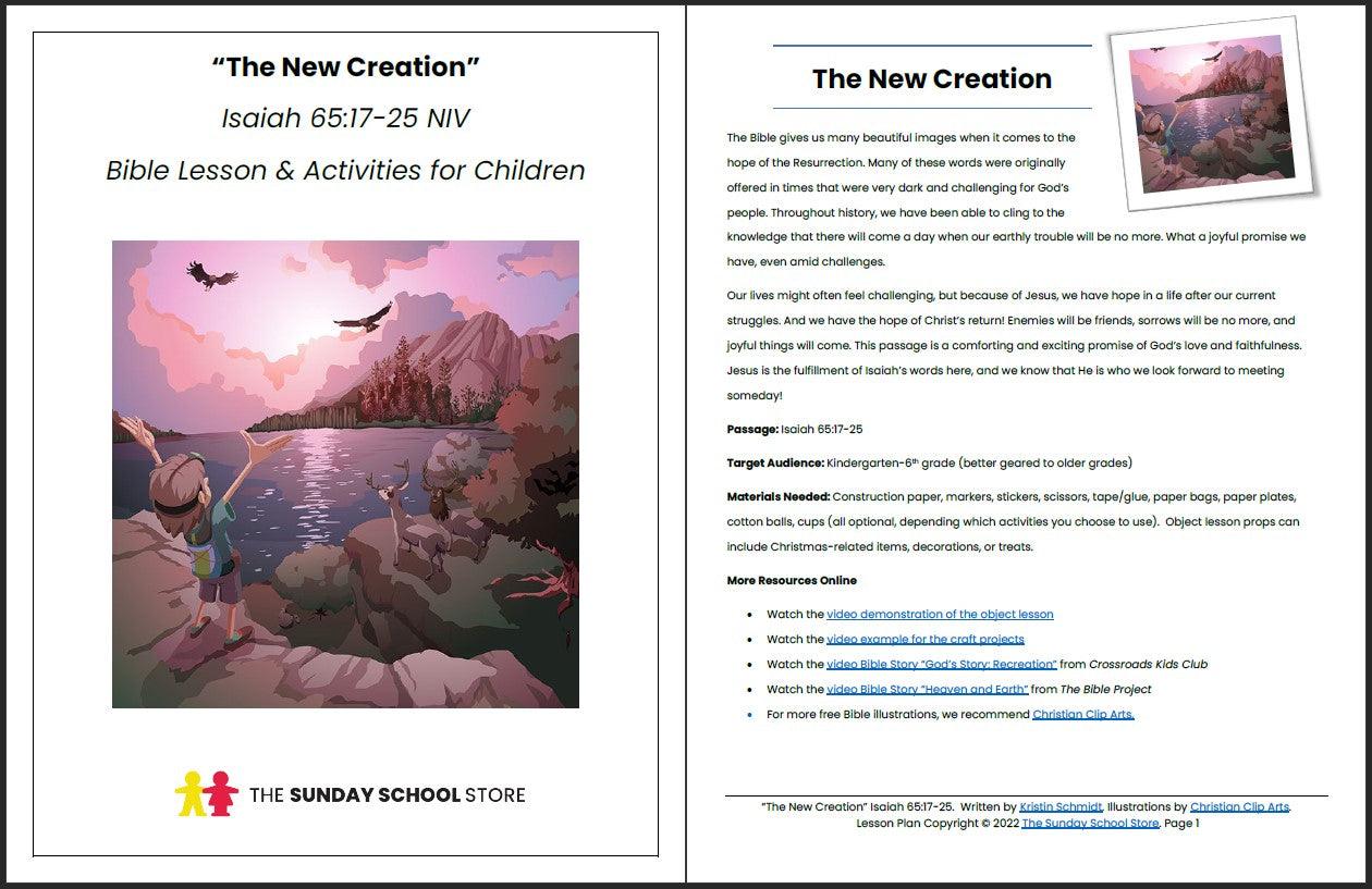 The New Creation (Isaiah 65:17-25)  Printable Bible Lesson & Sunday School Activities - Sunday School Store 