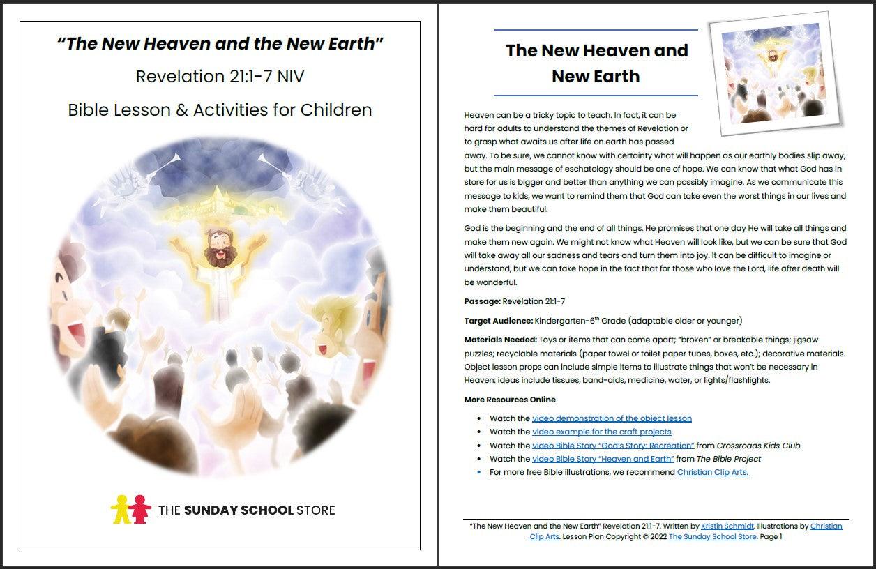 New Heaven and New Earth (Revelation 21:1-7 ) Printable Bible Lesson & Sunday School Activities - Sunday School Store 