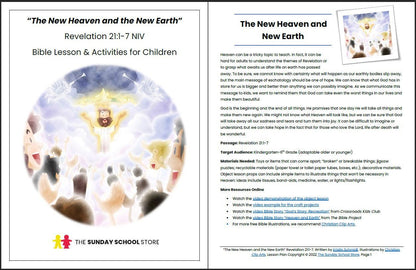 New Heaven and New Earth (Revelation 21:1-7 ) Printable Bible Lesson & Sunday School Activities - Sunday School Store 