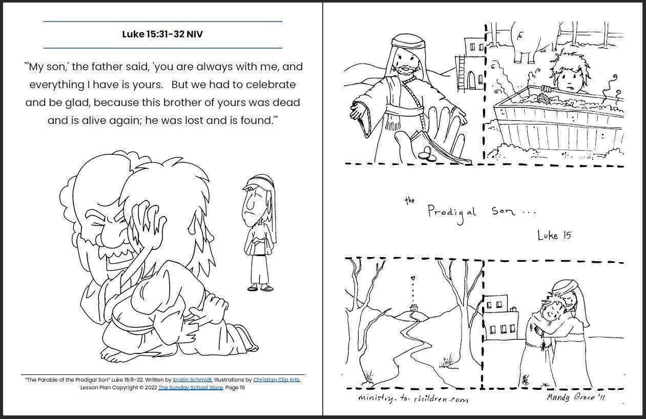 The Parable of the Prodigal Son (Luke 15:11-32) Printable Bible Lesson & Sunday School Activities - Sunday School Store 