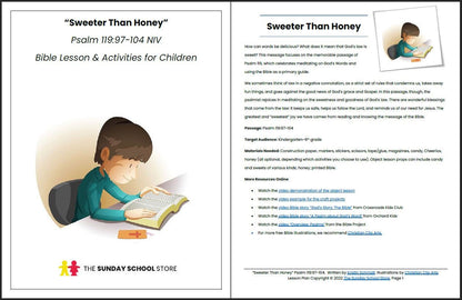 God's Word is Sweeter Than Honey (Psalm 119:97-104) Printable Bible Lesson & Sunday School Activities - Sunday School Store 