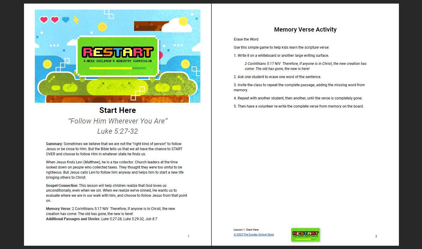 RESTART: 4-Week Children's Ministry Curriculum