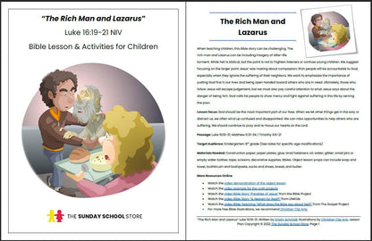 The Rich Man and Lazarus (Luke 16:19-31) Printable Bible Lesson & Sunday School Activities - Sunday School Store 