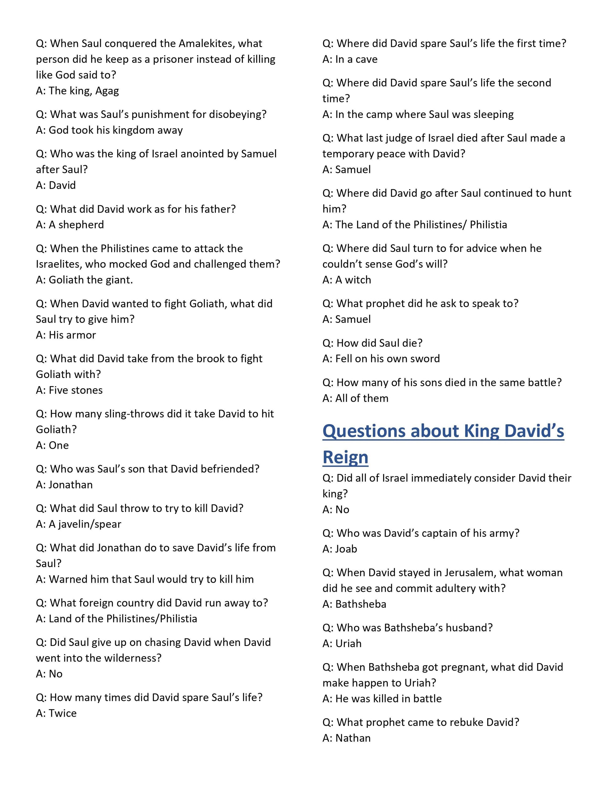 301 Bible Trivia Questions & Answers (free download) - Sunday School Store 