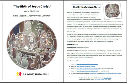 The Birth of Jesus Christ (Luke 2:1-20) Printable Christmas Bible Lesson & Sunday School Activities