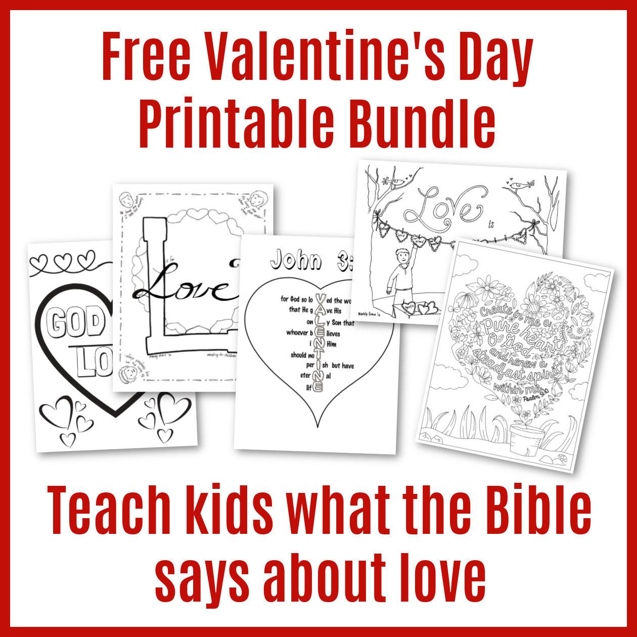 Valentine's Day Printable Bundle (free download) Coloring and Lesson Activities - Sunday School Store 